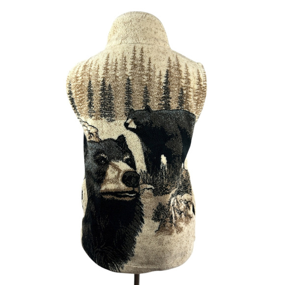 Vintage Northern Lifestyles Canada Bear Graphic Vest Plush Full Zip Size Small - Picture 8 of 13